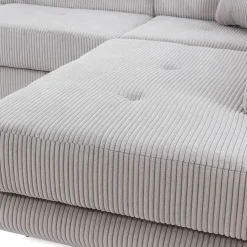 Garnero Arredamenti Divani Angolari|Divani Letto-Divano letto angolare destra imbottito 274x203cm velluto a coste grigio Bormio Velluto Poso Grigio