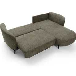 Garnero Arredamenti Divani Angolari|Divani Letto-Divano letto angolare destra 3 posti 260x180cm tessuto bouclè verde Repose Tessuto Bouclè Blur Verdone