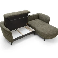 Garnero Arredamenti Divani Angolari|Divani Letto-Divano letto angolare destra 3 posti 260x180cm tessuto bouclè verde Repose Tessuto Bouclè Blur Verdone