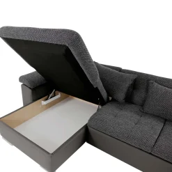 Garnero Arredamenti Divani Panoramici|Divani Angolari-Divano letto angolare destra 5 posti 350x205cm grigio scuro Agliana Tessuto Trama Fitta Grigio