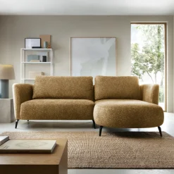 Garnero Arredamenti Divani Angolari|Divani Letto-Divano letto angolare destra 3 posti 260x180cm tessuto bouclè beige scuro Repose Tessuto Bouclè Blur Beige Scuro