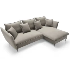 Garnero Arredamenti Divani Angolari|Divani Letto-Divano letto angolare destro 3 posti 258x167cm tessuto beige Lushify Tessuto Riviera Vellutato Beige