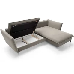 Garnero Arredamenti Divani Angolari|Divani Letto-Divano letto angolare destro 3 posti 258x167cm tessuto beige Lushify Tessuto Riviera Vellutato Beige