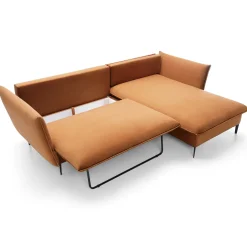 Garnero Arredamenti Divani Angolari|Divani Letto-Divano letto angolare destro 3 posti 258x167cm tessuto arancio Lushify Tessuto Magic Velvet Arancio