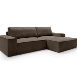 Garnero Arredamenti Divani Angolari|Divani Letto-Divano letto angolare destra 3 posti 267x167cm velluto a coste marrone Relaxion Velluto a Coste Poso Marrone