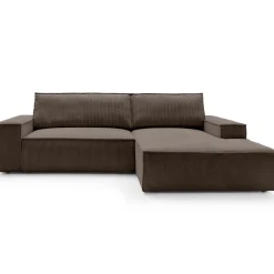 Garnero Arredamenti Divani Angolari|Divani Letto-Divano letto angolare destra 3 posti 267x167cm velluto a coste marrone Relaxion Velluto a Coste Poso Marrone