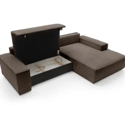 Garnero Arredamenti Divani Angolari|Divani Letto-Divano letto angolare destra 3 posti 267x167cm velluto a coste marrone Relaxion Velluto a Coste Poso Marrone