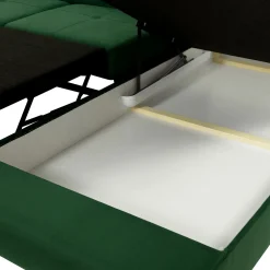 Garnero Arredamenti Divani Angolari|Divani Letto-Divano letto angolare destra imbottito 274x203cm verde Bormio Tessuto Vellutato Manila Verde