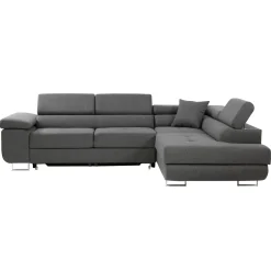 Garnero Arredamenti Divani Angolari|Divani Letto-Divano letto angolare destra imbottito 274x203cm grigio Bormio Tessuto Vellutato Manila Grigio