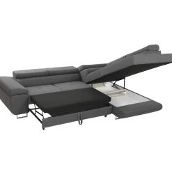 Garnero Arredamenti Divani Angolari|Divani Letto-Divano letto angolare destra imbottito 274x203cm grigio Bormio Tessuto Vellutato Manila Grigio