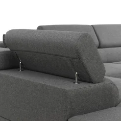 Garnero Arredamenti Divani Angolari|Divani Letto-Divano letto angolare destra imbottito 274x203cm grigio Bormio Tessuto Vellutato Manila Grigio