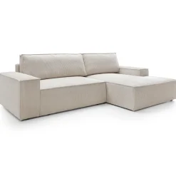 Garnero Arredamenti Divani Angolari|Divani Letto-Divano letto angolare destro 3 posti 267x167cm velluto a coste beige Relaxion Velluto a Coste Poso Beige