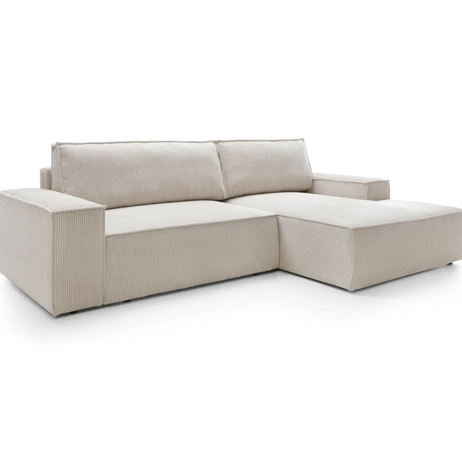 Garnero Arredamenti Divani Angolari|Divani Letto-Divano letto angolare destro 3 posti 267x167cm velluto a coste beige Relaxion Velluto a Coste Poso Beige