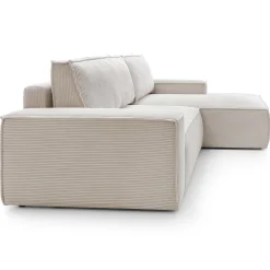 Garnero Arredamenti Divani Angolari|Divani Letto-Divano letto angolare destro 3 posti 267x167cm velluto a coste beige Relaxion Velluto a Coste Poso Beige