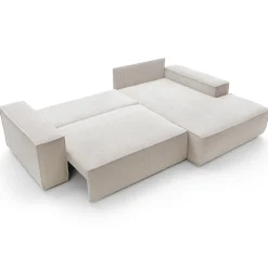 Garnero Arredamenti Divani Angolari|Divani Letto-Divano letto angolare destro 3 posti 267x167cm velluto a coste beige Relaxion Velluto a Coste Poso Beige