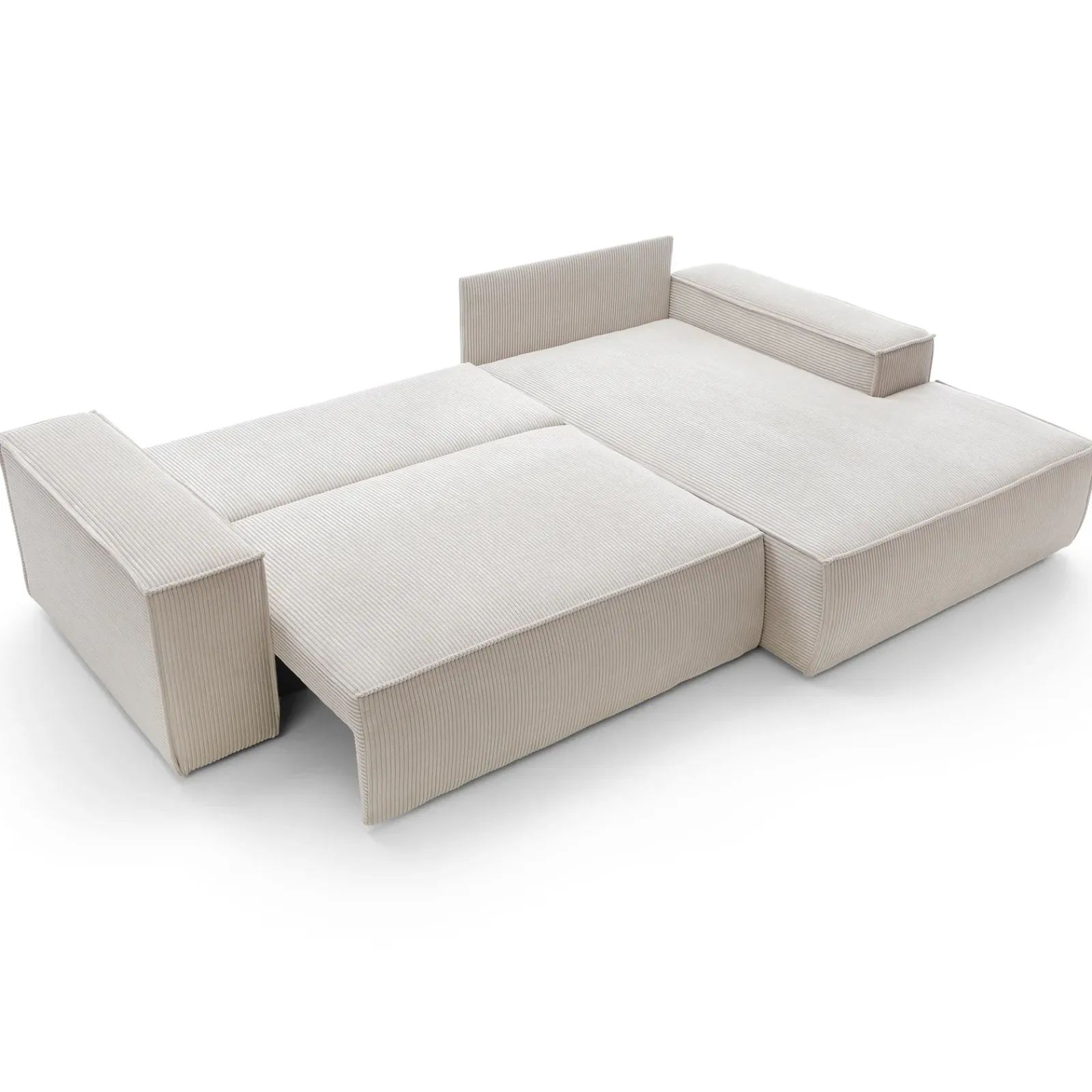 Garnero Arredamenti Divani Angolari|Divani Letto-Divano letto angolare destro 3 posti 267x167cm velluto a coste beige Relaxion Velluto a Coste Poso Beige