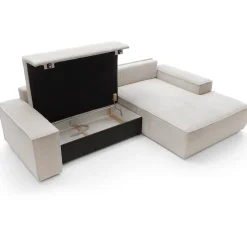 Garnero Arredamenti Divani Angolari|Divani Letto-Divano letto angolare destro 3 posti 267x167cm velluto a coste beige Relaxion Velluto a Coste Poso Beige