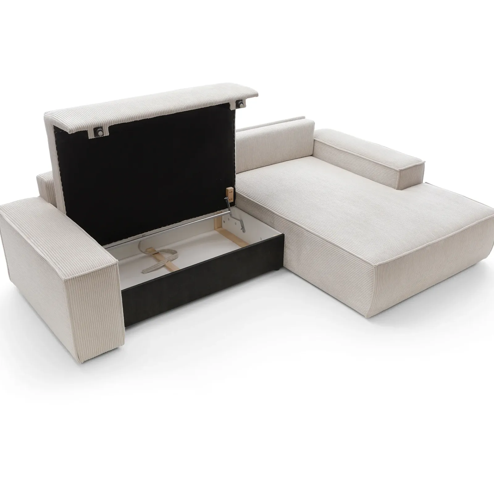 Garnero Arredamenti Divani Angolari|Divani Letto-Divano letto angolare destro 3 posti 267x167cm velluto a coste beige Relaxion Velluto a Coste Poso Beige