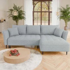 Garnero Arredamenti Divani Angolari|Divani Letto-Divano letto angolare destro 3 posti 276x158cm tessuto grigio Angle Tessuto Peluche Onega Grigio