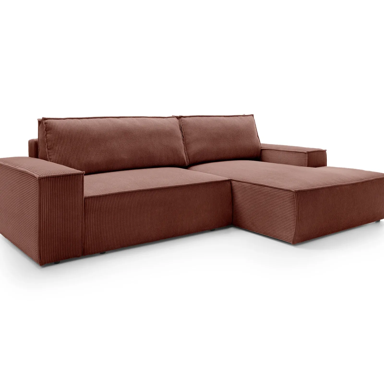 Garnero Arredamenti Divani Angolari|Divani Letto-Divano letto angolare destra 3 posti 267x167cm velluto a coste rosa Relaxion Velluto a Coste Poso Rosa