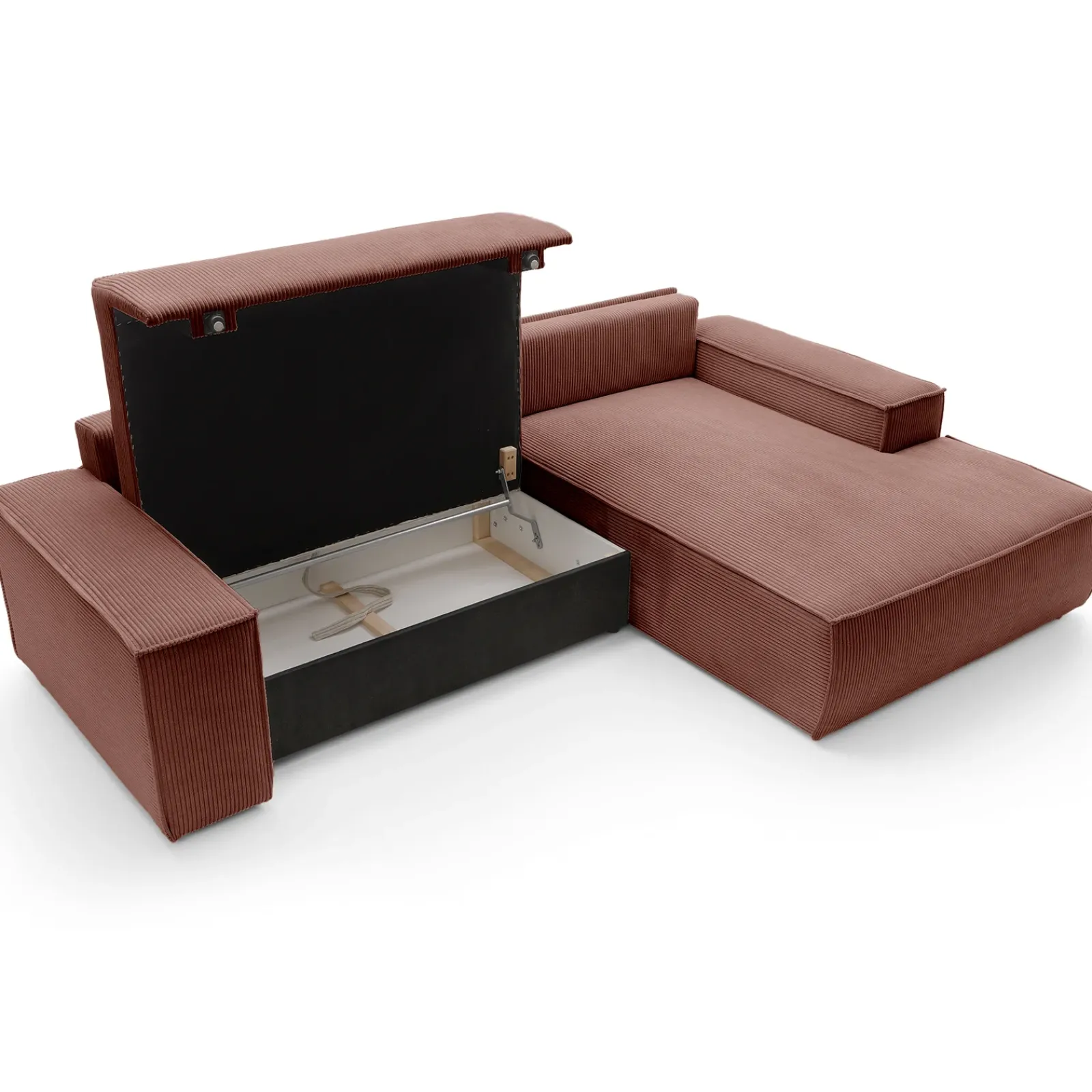 Garnero Arredamenti Divani Angolari|Divani Letto-Divano letto angolare destra 3 posti 267x167cm velluto a coste rosa Relaxion Velluto a Coste Poso Rosa