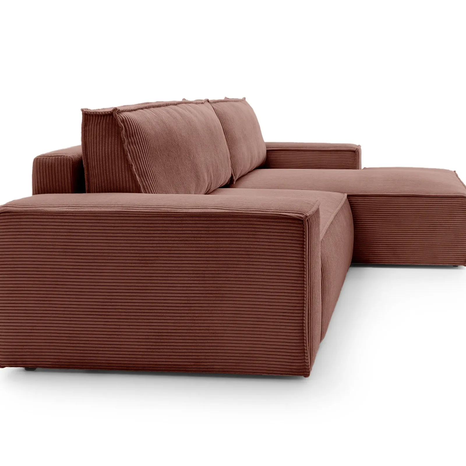 Garnero Arredamenti Divani Angolari|Divani Letto-Divano letto angolare destra 3 posti 267x167cm velluto a coste rosa Relaxion Velluto a Coste Poso Rosa