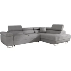 Garnero Arredamenti Divani Angolari|Divani Letto-Divano letto angolare destra 4 posti 274x203cm imbottito grigio Bormio Tessuto Treccia Fine Grigio