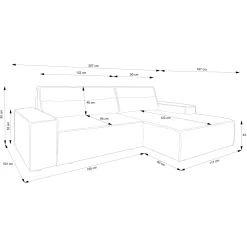Garnero Arredamenti Divani Angolari|Divani Letto-Divano letto angolare destra 3 posti 267x167cm velluto a coste blu Relaxion Velluto a Coste Poso Blu