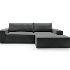 Garnero Arredamenti Divani Angolari|Divani Letto-Divano letto angolare destra 3 posti 267x167cm velluto a coste antracite Relaxion Velluto a Coste Poso Antracite