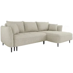 Garnero Arredamenti Divani Angolari|Divani Letto-Divano letto angolare destro 3 posti 276x158cm tessuto tortora Angle Tessuto Peluche Onega Tortora