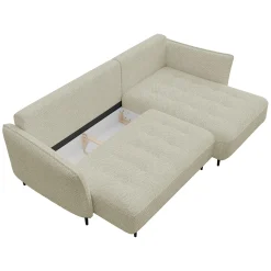 Garnero Arredamenti Divani Angolari|Divani Letto-Divano letto angolare destro 3 posti 276x158cm tessuto tortora Angle Tessuto Peluche Onega Tortora