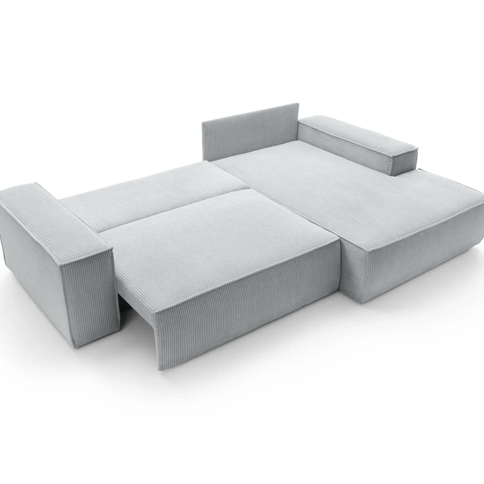 Garnero Arredamenti Divani Angolari|Divani Letto-Divano letto angolare destra 3 posti 267x167cm velluto a coste grigio chiaro Relaxion Velluto a Coste Poso Grigio