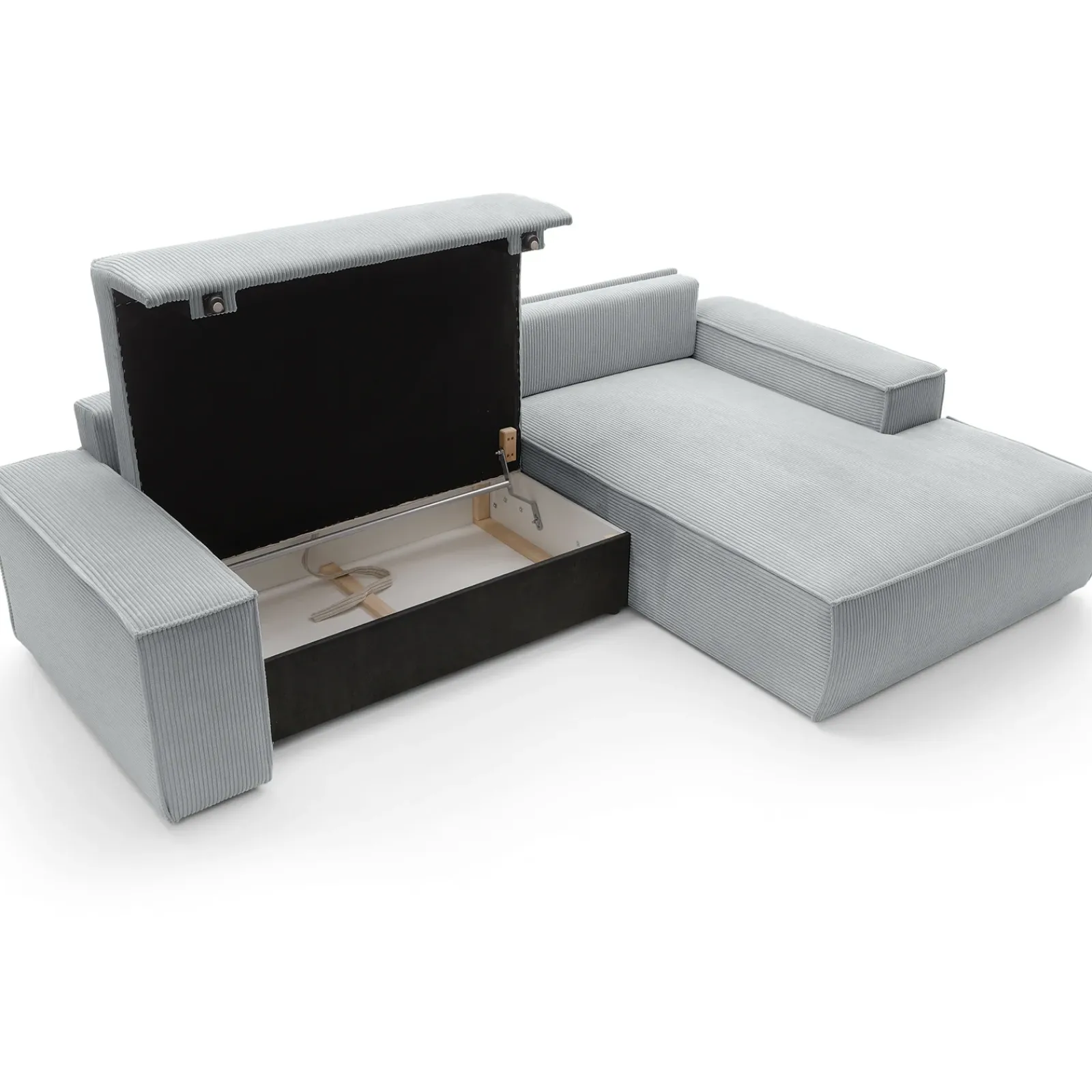 Garnero Arredamenti Divani Angolari|Divani Letto-Divano letto angolare destra 3 posti 267x167cm velluto a coste grigio chiaro Relaxion Velluto a Coste Poso Grigio