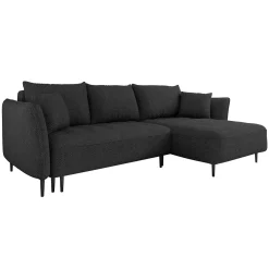 Garnero Arredamenti Divani Angolari|Divani Letto-Divano letto angolare destro 3 posti 276x158cm tessuto grigio antracite Angle Tessuto Peluche Onega Antracite