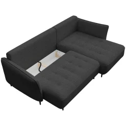 Garnero Arredamenti Divani Angolari|Divani Letto-Divano letto angolare destro 3 posti 276x158cm tessuto grigio antracite Angle Tessuto Peluche Onega Antracite