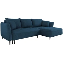 Garnero Arredamenti Divani Angolari|Divani Letto-Divano letto angolare destro 3 posti 276x158cm tessuto blu Angle Tessuto Peluche Onega Blu