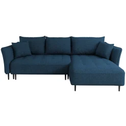 Garnero Arredamenti Divani Angolari|Divani Letto-Divano letto angolare destro 3 posti 276x158cm tessuto blu Angle Tessuto Peluche Onega Blu