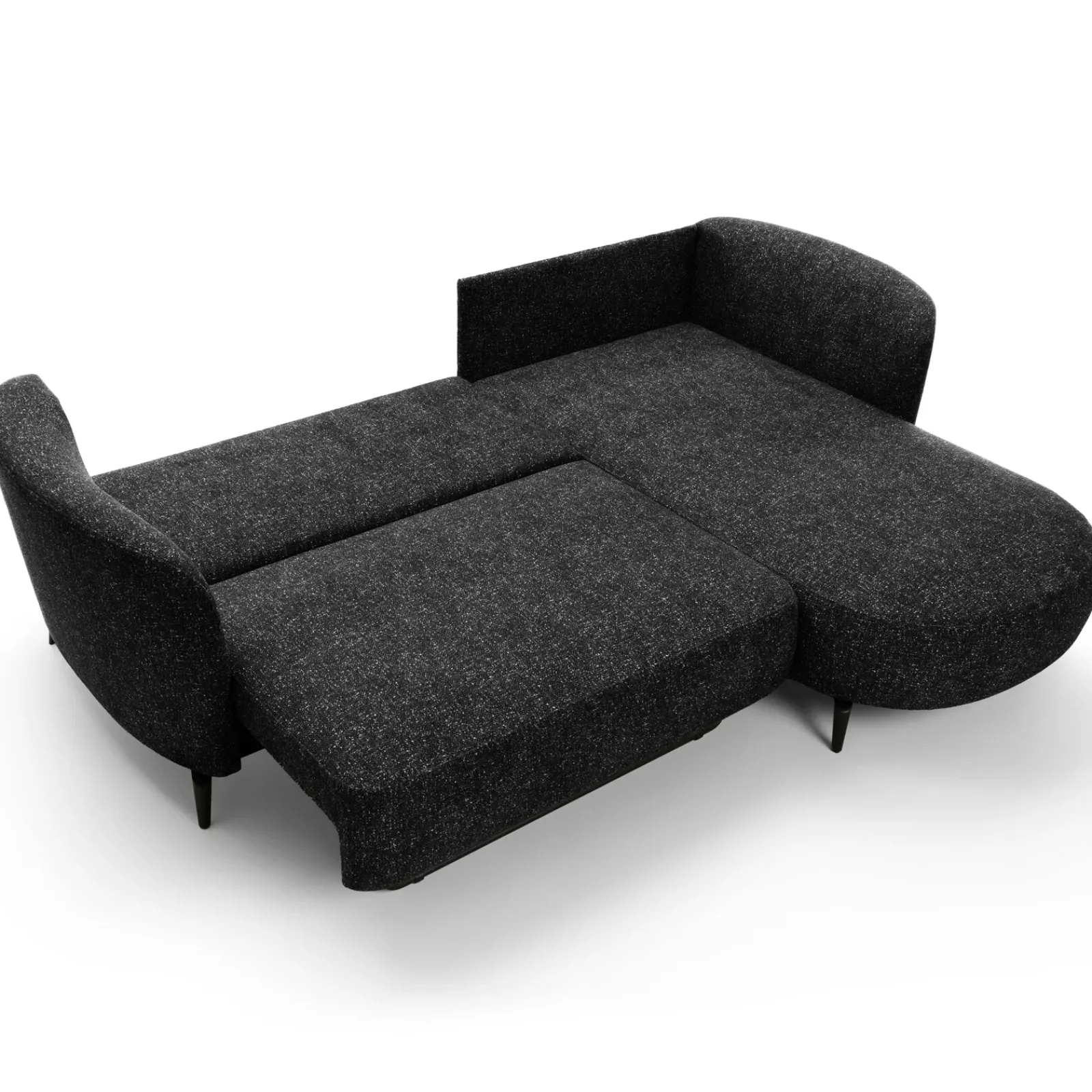 Garnero Arredamenti Divani Angolari|Divani Letto-Divano letto angolare destra 3 posti 260x180cm tessuto bouclè antracite Repose Tessuto Bouclè Blur Antracite