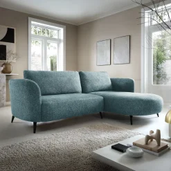 Garnero Arredamenti Divani Angolari|Divani Letto-Divano letto angolare destra 3 posti 260x180cm tessuto bouclè azzurro Repose Tessuto Bouclè Blur Azzurro