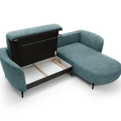 Garnero Arredamenti Divani Angolari|Divani Letto-Divano letto angolare destra 3 posti 260x180cm tessuto bouclè azzurro Repose Tessuto Bouclè Blur Azzurro