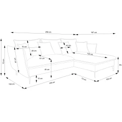 Garnero Arredamenti Divani Angolari|Divani Letto-Divano letto angolare destro 3 posti 258x167cm tessuto giallo senape Lushify Tessuto Riviera Vellutato Senape