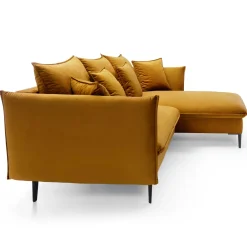 Garnero Arredamenti Divani Angolari|Divani Letto-Divano letto angolare destro 3 posti 258x167cm tessuto giallo senape Lushify Tessuto Riviera Vellutato Senape