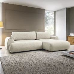 Garnero Arredamenti Divani Angolari|Divani Letto-Divano letto angolare destra 3 posti 270x167cm tessuto bianco Cloudify Tessuto Puente Bianco