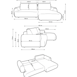 Garnero Arredamenti Divani Angolari|Divani Letto-Divano letto angolare destra 3 posti 270x167cm tessuto bianco Cloudify Tessuto Puente Bianco