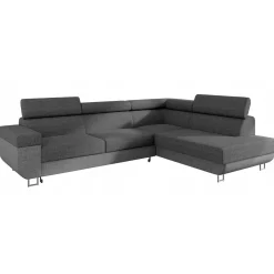 Garnero Arredamenti Divani Angolari|Divani Letto-Divano letto angolare destra 5 posti 253x188cm grigio Almese Tessuto Treccia Fine Lux Grigio