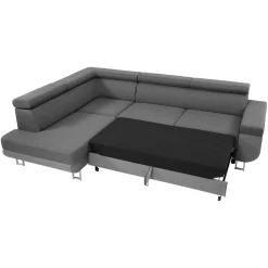 Garnero Arredamenti Divani Angolari|Divani Letto-Divano letto angolare destra 5 posti 253x188cm grigio Almese Tessuto Treccia Fine Lux Grigio