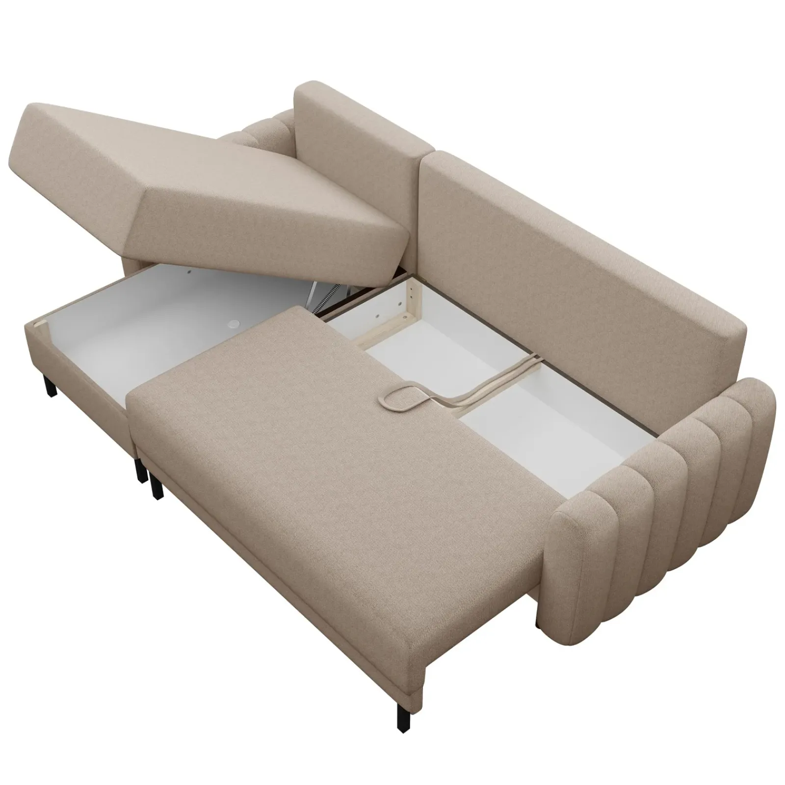 Garnero Arredamenti Divani Angolari|Divani Letto-Divano letto angolare reversibile 230x140cm tessuto beige Baffy