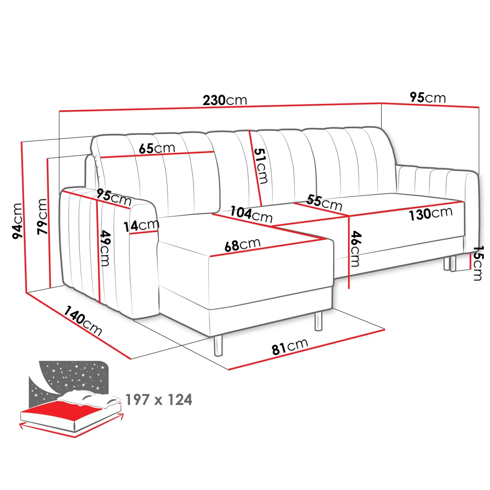 Garnero Arredamenti Divani Angolari|Divani Letto-Divano letto angolare reversibile 230x140cm tessuto beige Baffy