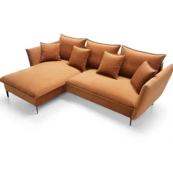 Garnero Arredamenti Divani Angolari|Divani Letto-Divano letto angolare sinistro 3 posti 258x167cm tessuto arancio Lushify Tessuto Magic Velvet Arancio
