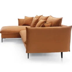 Garnero Arredamenti Divani Angolari|Divani Letto-Divano letto angolare sinistro 3 posti 258x167cm tessuto arancio Lushify Tessuto Magic Velvet Arancio